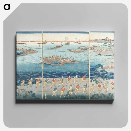 アートパネル-Great Scene of Fishing in the Bay
 - 歌川 広重 Canvas.