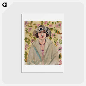アートポストカード-Jeune Fille Au Chapeau De Crin Blanc - アンリ マティス Postcard.