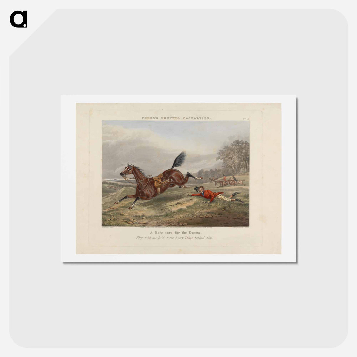 アートポストカード-Fox Hunting: Fores's Hunting Casualties - A Rare sort for the Downs
 - イェール大学アートギャラリー Postcard.