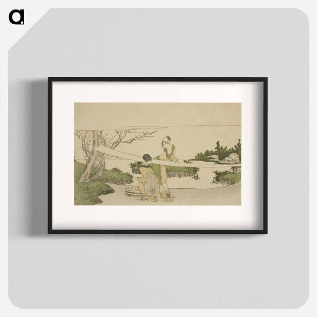 アートポスター-Two women stretching cloth - 葛飾 北斎 Poster.