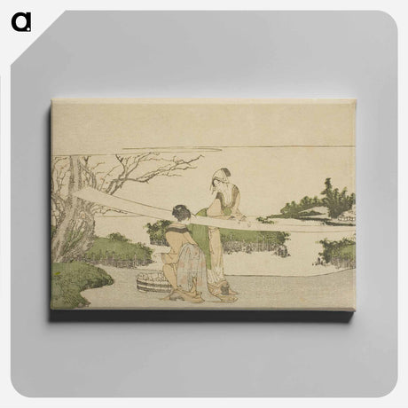 アートパネル-Two women stretching cloth - 葛飾 北斎 Canvas.