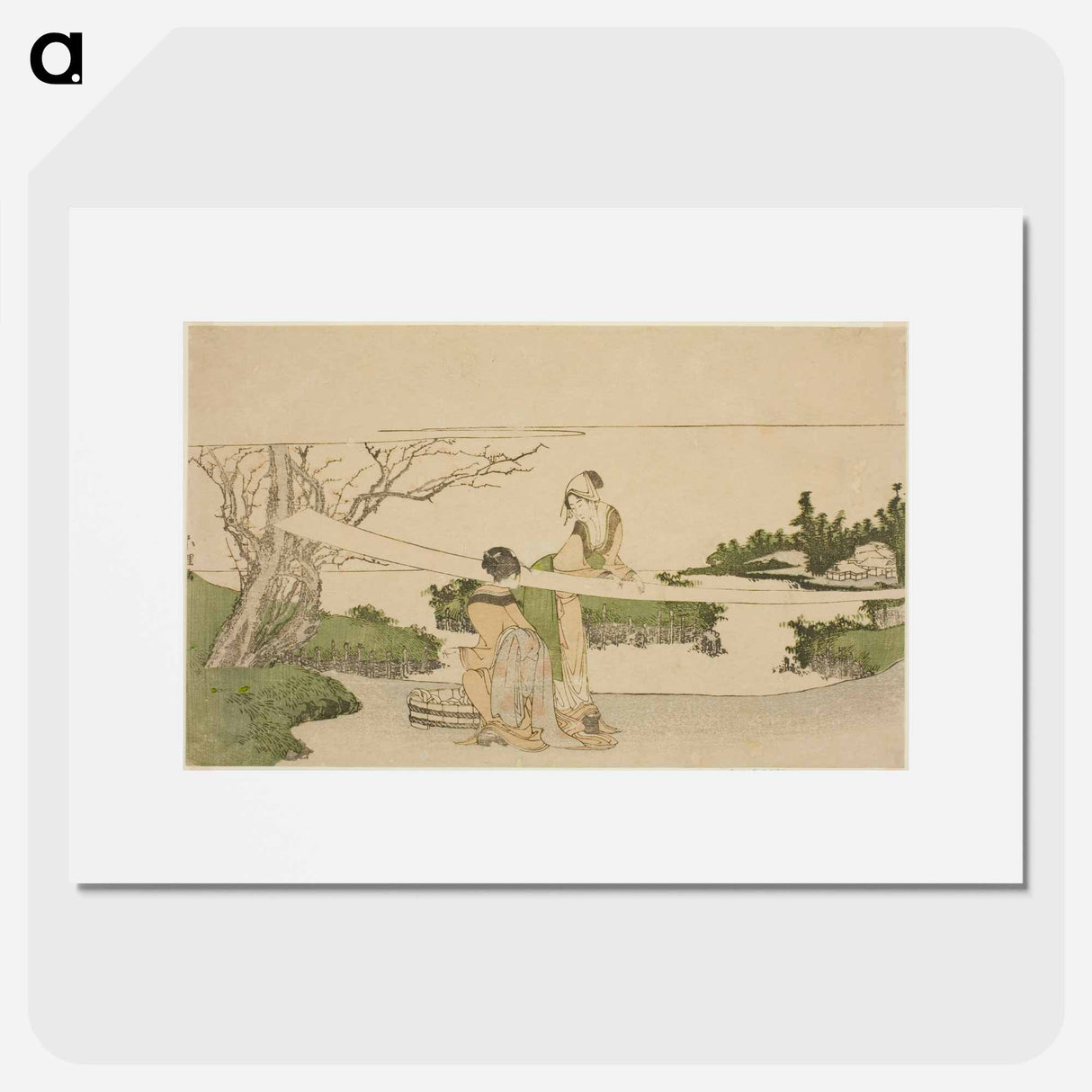 Two women stretching cloth - 葛飾 北斎 Poster.