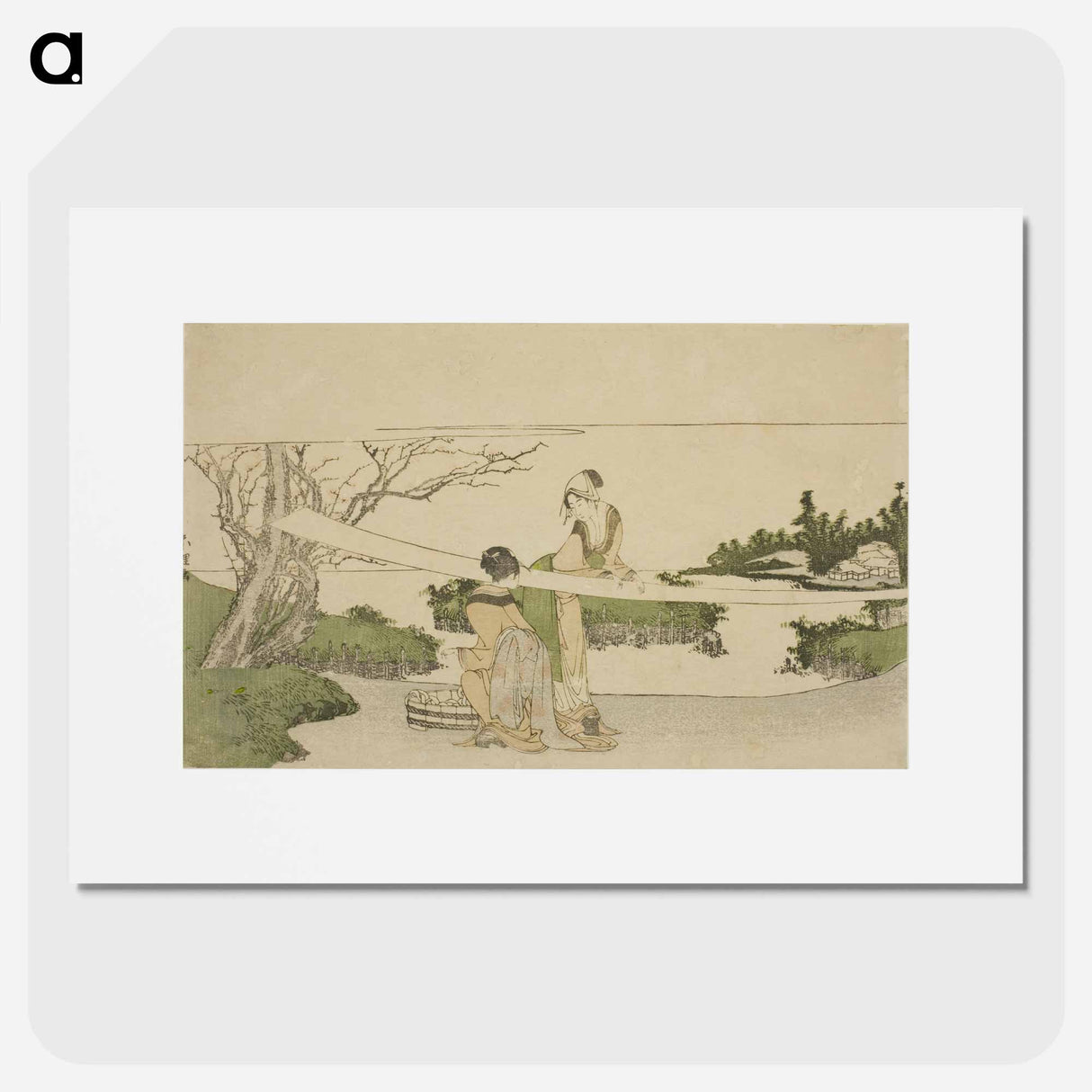 アートポスター-Two women stretching cloth - 葛飾 北斎 Poster.