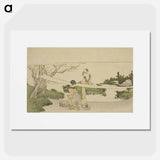 アートポスター-Two women stretching cloth - 葛飾 北斎 Poster.