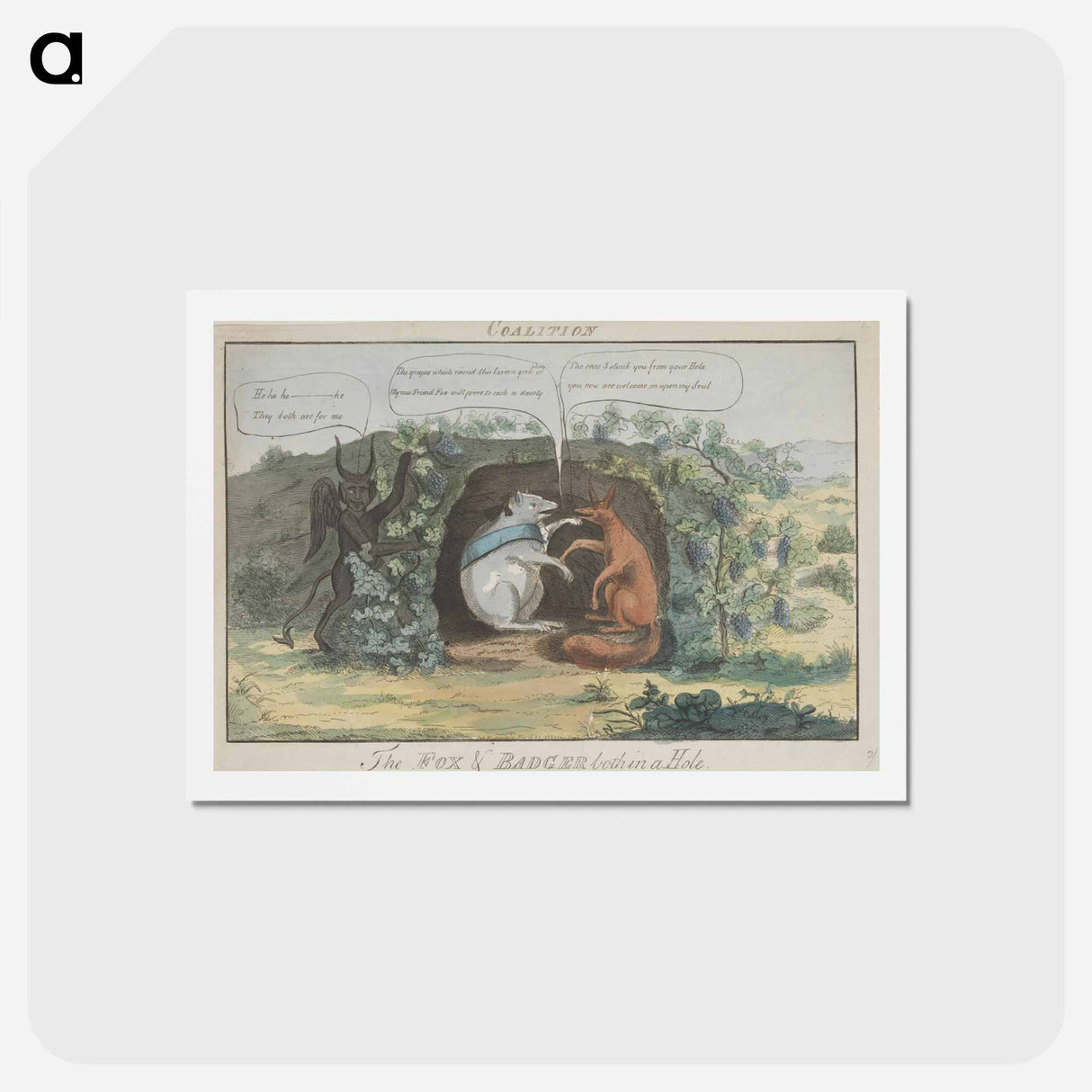 アートポストカード-Coalition - The Fox & Badger Both in a Hole
 - イェール大学アートギャラリー Postcard.
