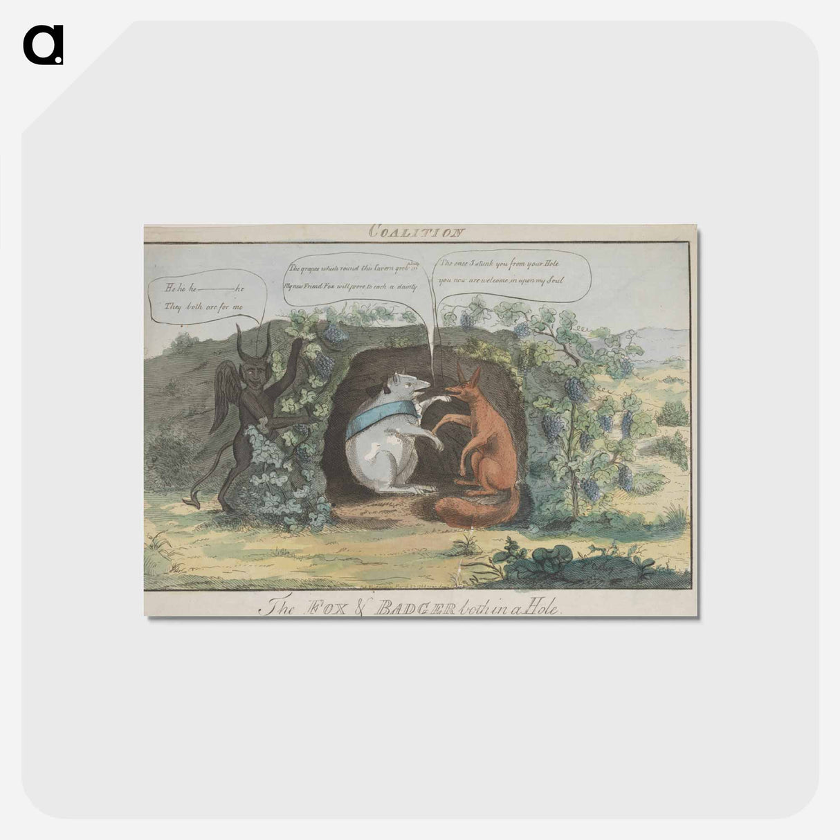 アートポストカード-Coalition - The Fox & Badger Both in a Hole
 - イェール大学アートギャラリー Postcard.