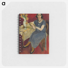 アートメモ帳-Woman in Blue at a Table, Red Background - アンリ マティス Memo.