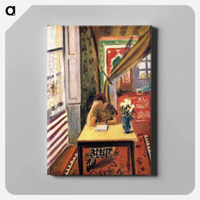 アートパネル-Reader Leaning Her Elbow on the Table - アンリ マティス Canvas.