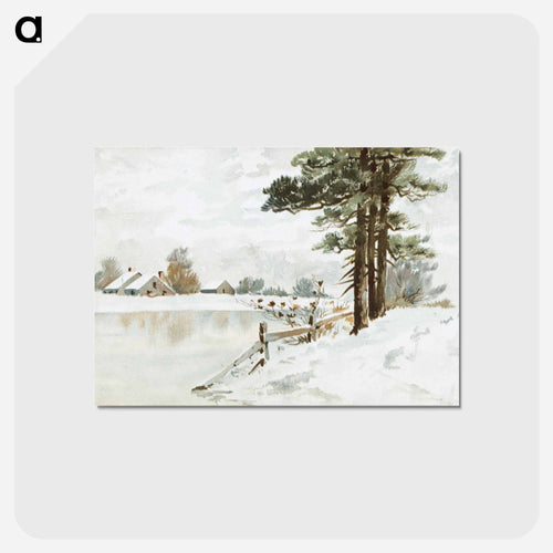 冬の風景 - ボストン公共図書館 Postcard.