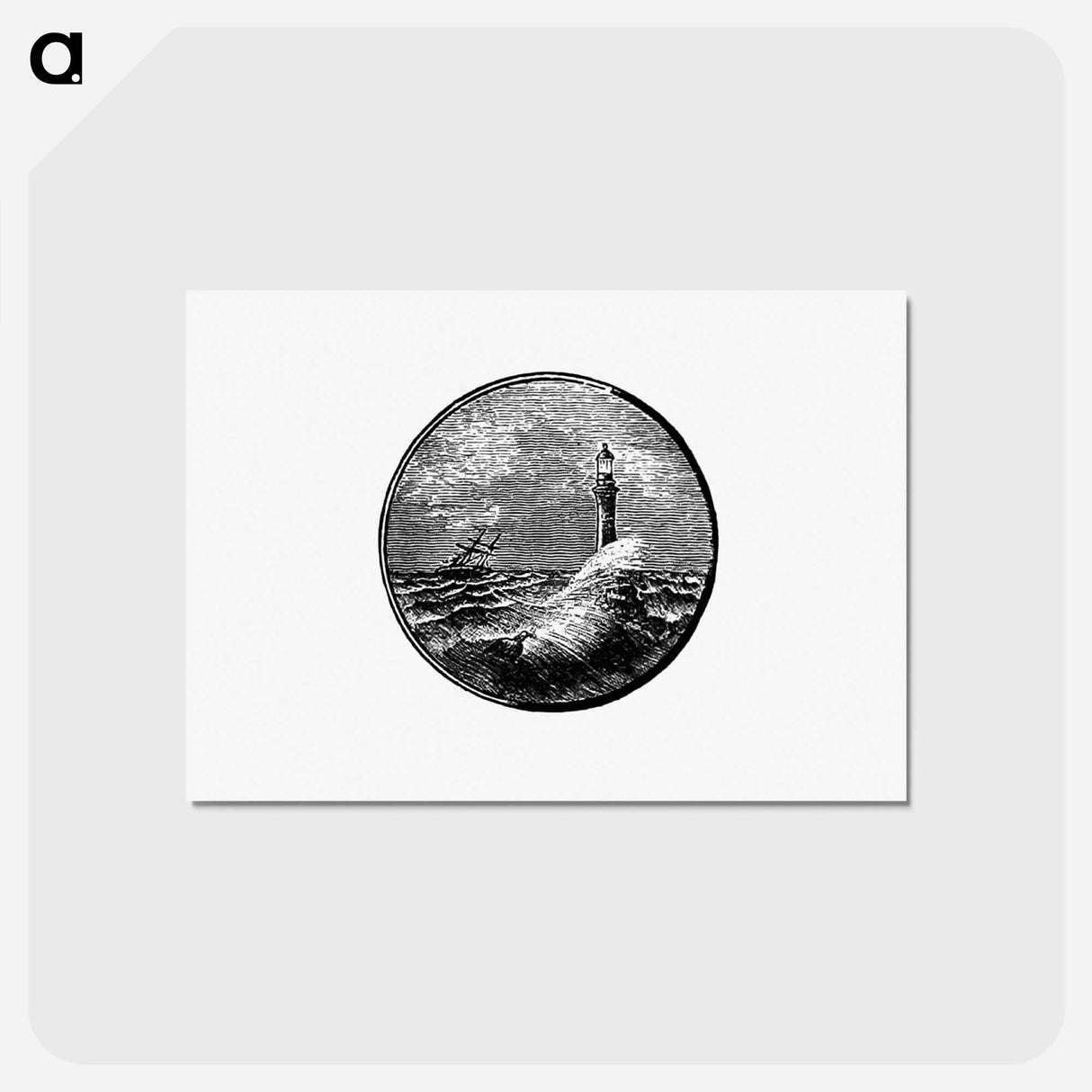 アートポストカード-Lighthouse in Stormy Seas
 - 大英図書館 Postcard.