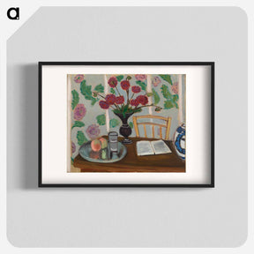 アートポスター-Still Life, Bouquet of Dahlias and White Book - アンリ マティス Poster.