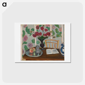 アートポストカード-Still Life, Bouquet of Dahlias and White Book - アンリ マティス Postcard.