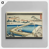 Ancient View of the Pontoon Bridge at Sano in Kozuke Province - 葛飾 北斎 Canvas.