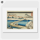 Ancient View of the Pontoon Bridge at Sano in Kozuke Province - 葛飾 北斎 Poster.