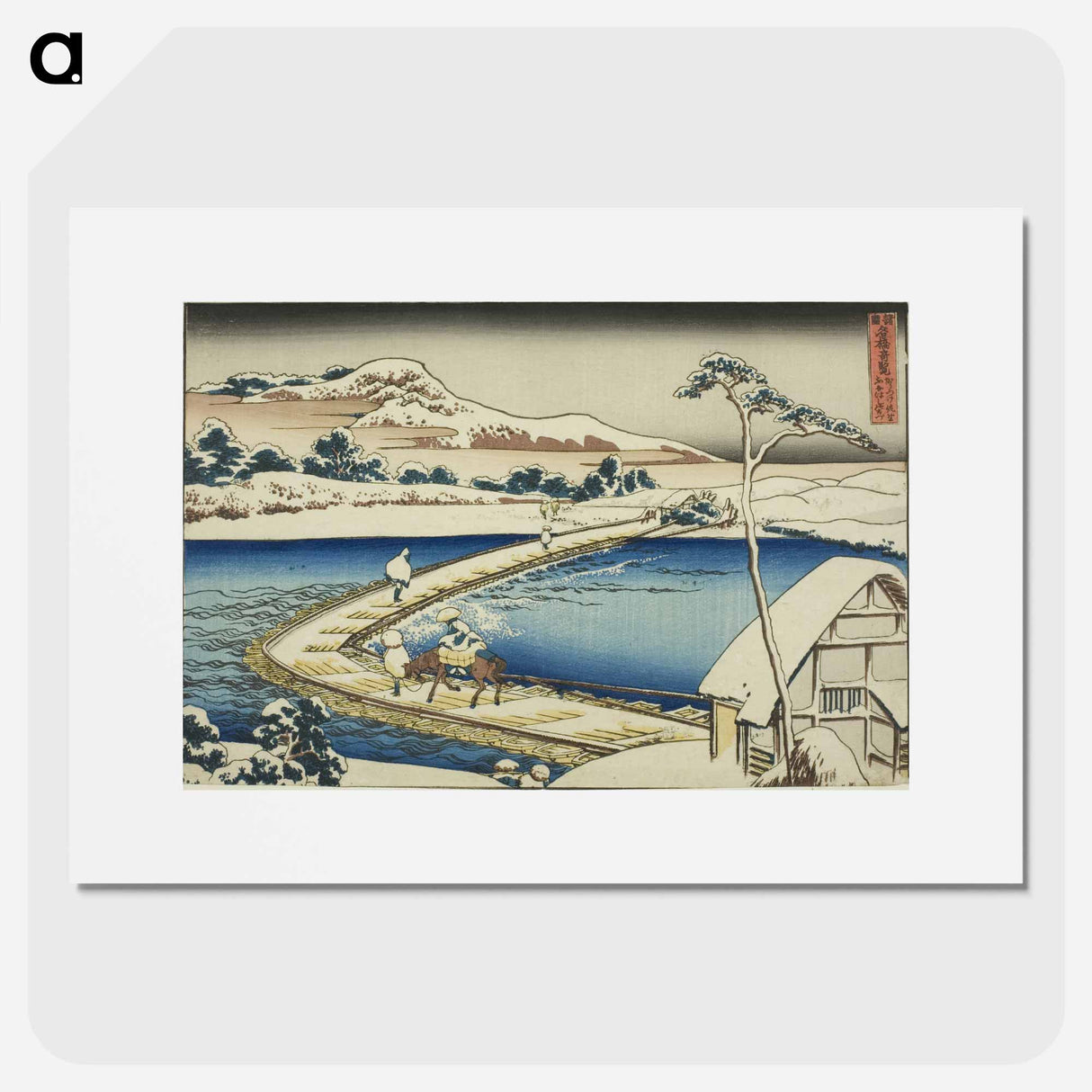 アートポスター-Ancient View of the Pontoon Bridge at Sano in Kozuke Province - 葛飾 北斎 Poster.