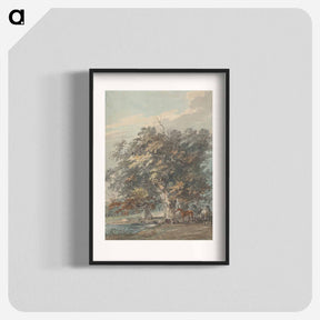 アートポスター-Four Horses Standing in a Group in the Shade of Large Trees by Water
 - イェール大学アートギャラリー Poster.