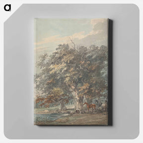 アートパネル-Four Horses Standing in a Group in the Shade of Large Trees by Water
 - イェール大学アートギャラリー Canvas.