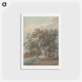 アートポストカード-Four Horses Standing in a Group in the Shade of Large Trees by Water
 - イェール大学アートギャラリー Postcard.