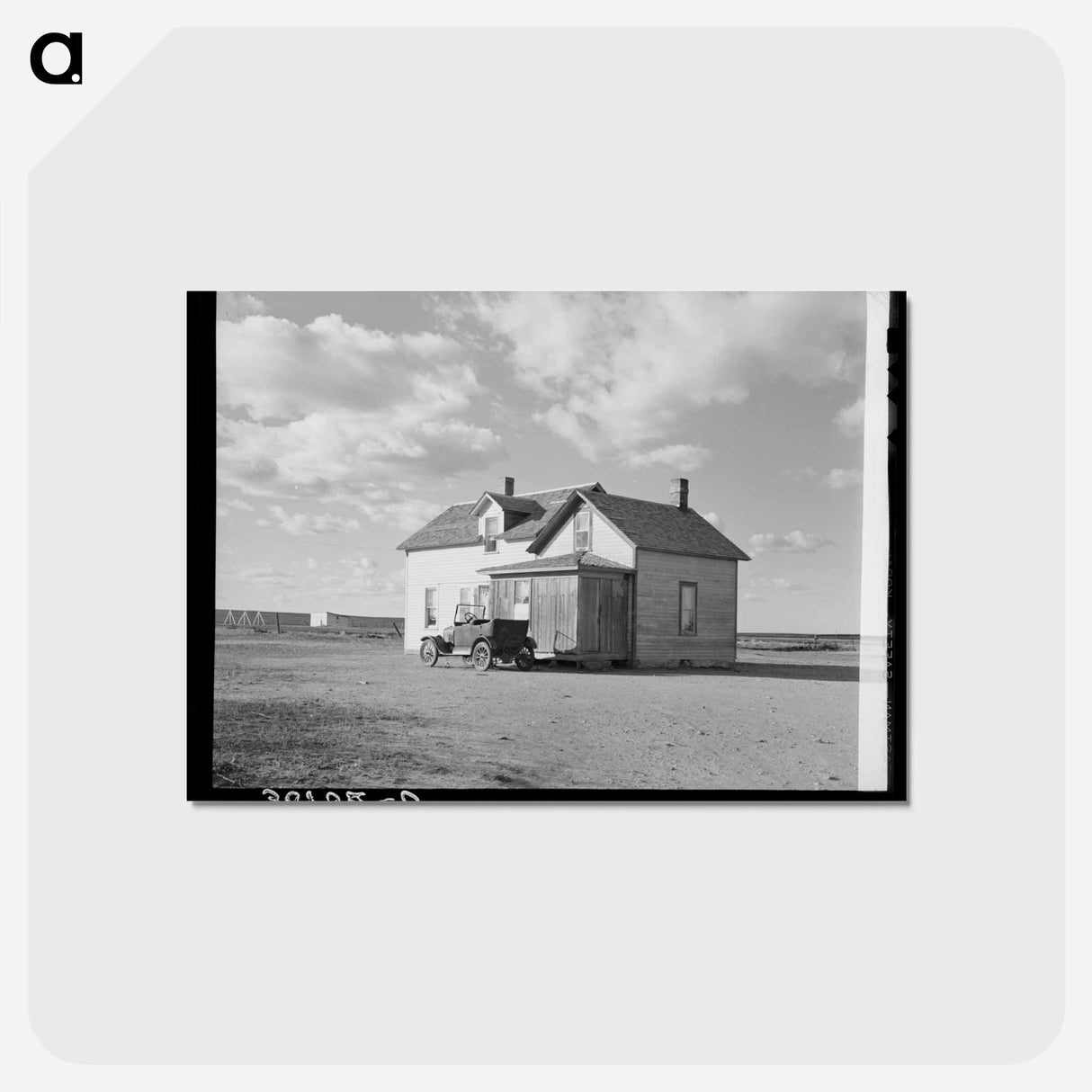 アートポストカード-Farmhouse and Old Car, Williams County, North Dakota
 - ラッセル リー Postcard.