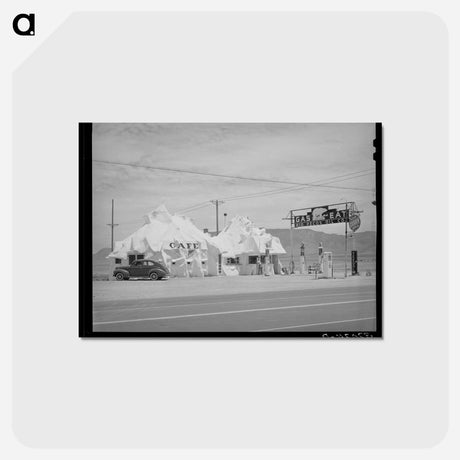 アートポストカード-Cafe and Filling Station, U.S. Highway 66
 - ラッセル リー Postcard.