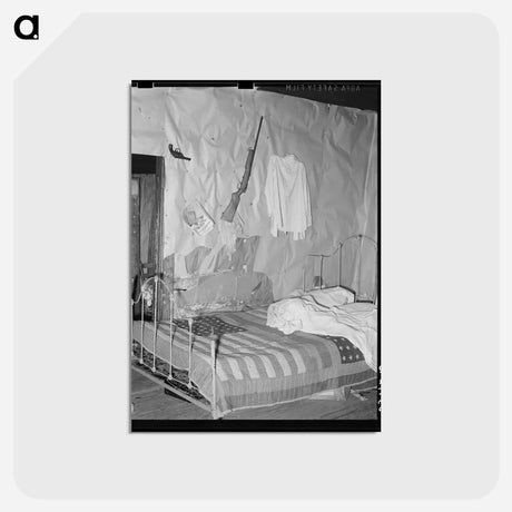 アートポストカード-Tenant Farmer's Bedroom with American Flag Quilt
 - ラッセル リー Postcard.