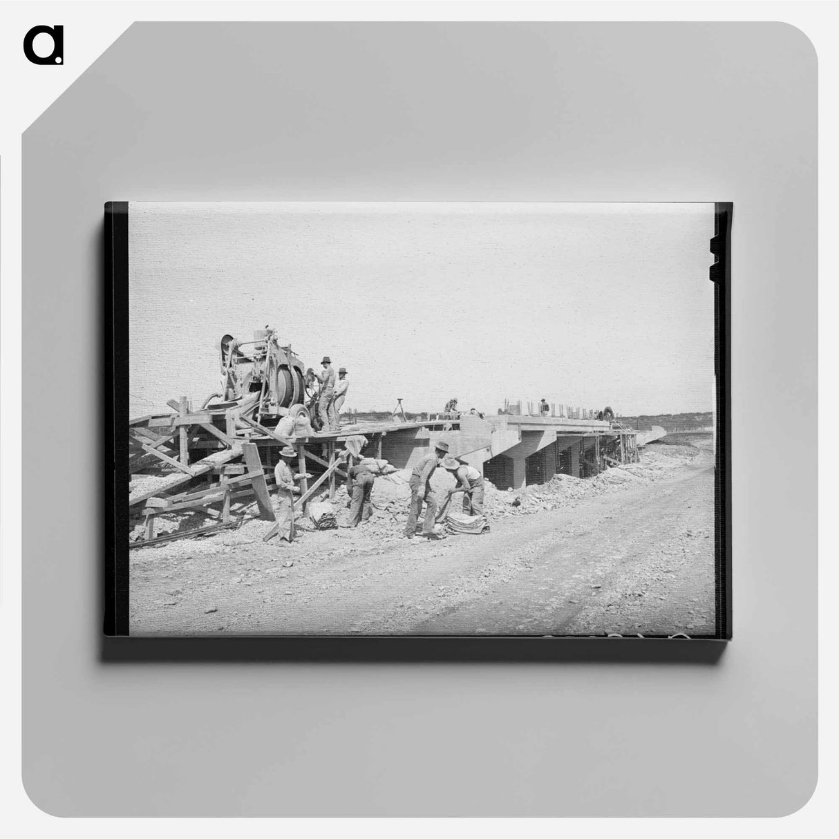 アートパネル-Road Workers Building a Bridge, Menard County, Texas
 - ラッセル リー Canvas.