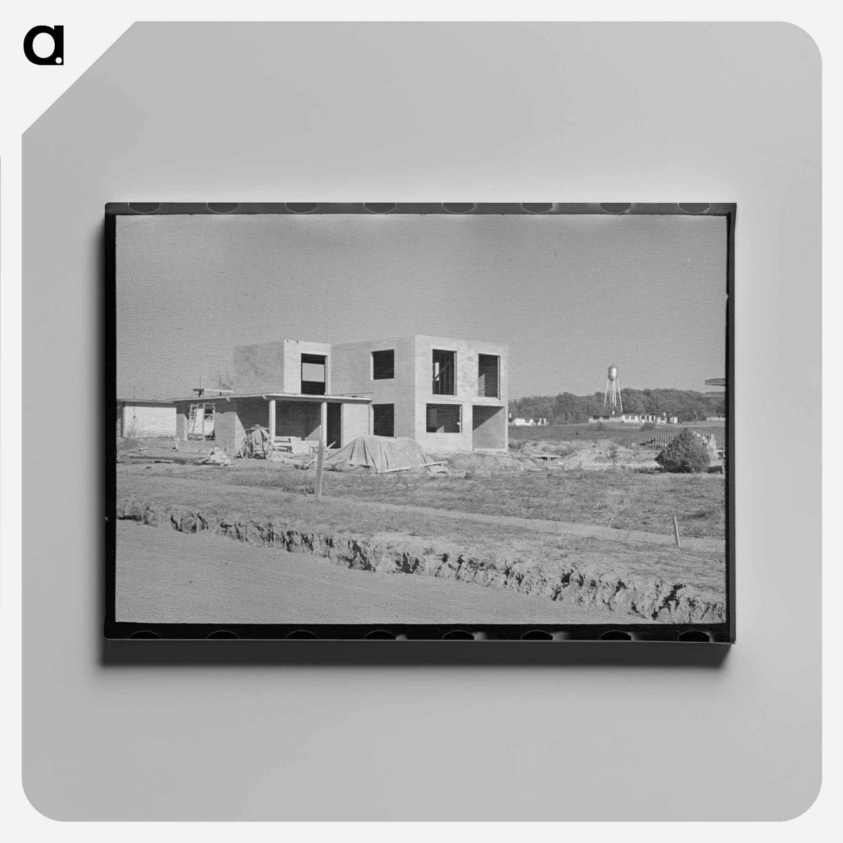 アートパネル-Men Working on Roof, Jersey Homesteads
 - ラッセル リー Canvas.