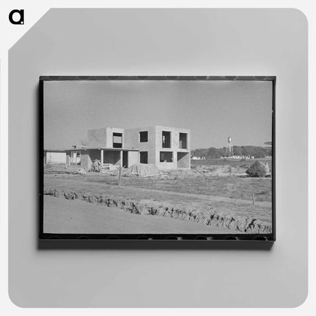 アートパネル-Men Working on Roof, Jersey Homesteads
 - ラッセル リー Canvas.