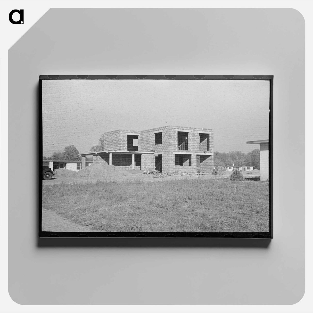 アートパネル-Dwelling Under Construction, Jersey Homesteads
 - ラッセル リー Canvas.