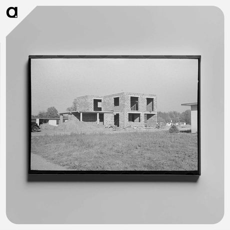 アートパネル-Dwelling Under Construction, Jersey Homesteads
 - ラッセル リー Canvas.