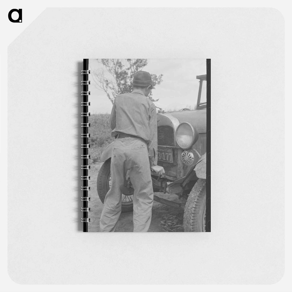 アートメモ帳-Migrant Boy Preparing to Crank His Car, Muskogee, Oklahoma
 - ラッセル リー Memo.