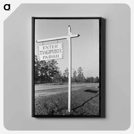 アートパネル-Sign Near Hammond, Louisiana, Strawberry Center
 - ラッセル リー Canvas.