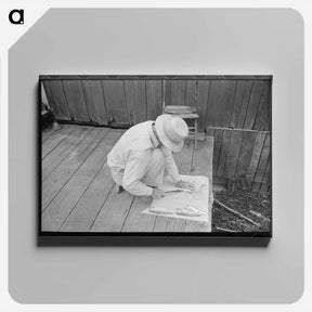 アートパネル-Man Cleaning Fish, Olga, Louisiana
 - ラッセル リー Canvas.