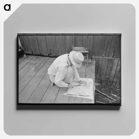 アートパネル-Man Cleaning Fish, Olga, Louisiana
 - ラッセル リー Canvas.