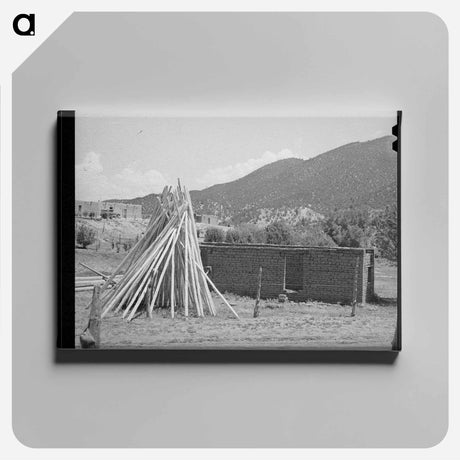 アートパネル-Adobe House Construction, Amalia, New Mexico
 - ラッセル リー Canvas.