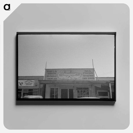 アートパネル-Storefront with Seafood Sign, Crowley, Louisiana
 - ラッセル リー Canvas.