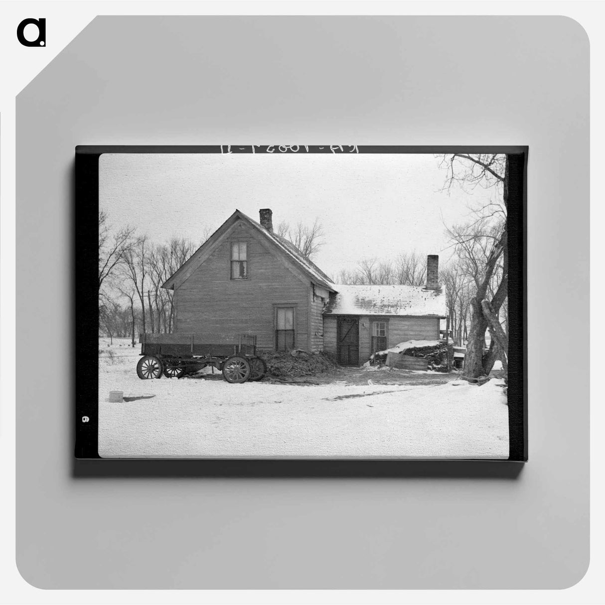 アートパネル-Iowa Farmhouse with Manure Bank
 - ラッセル リー Canvas.