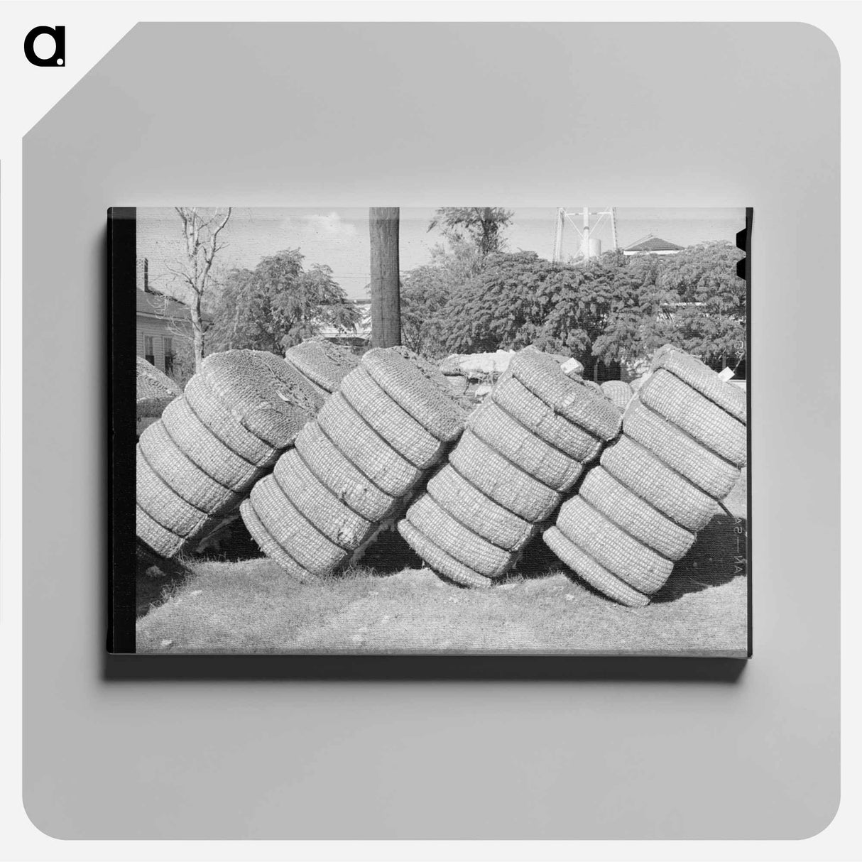 アートパネル-Bales of Cotton in Gin Yard, West, Texas
 - ラッセル リー Canvas.