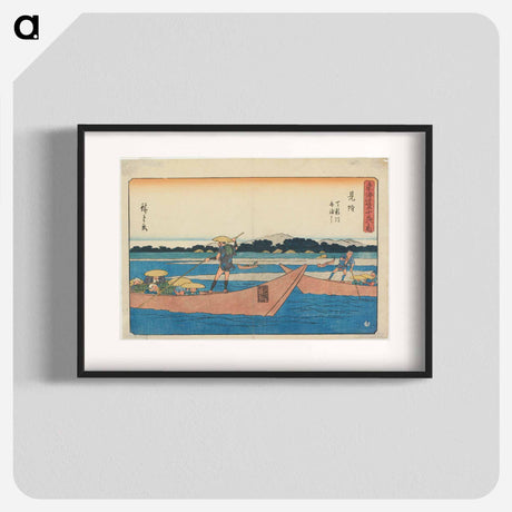アートポスター-Ferry on the Tenryū River at Mitsuke
 - 歌川 広重 Poster.