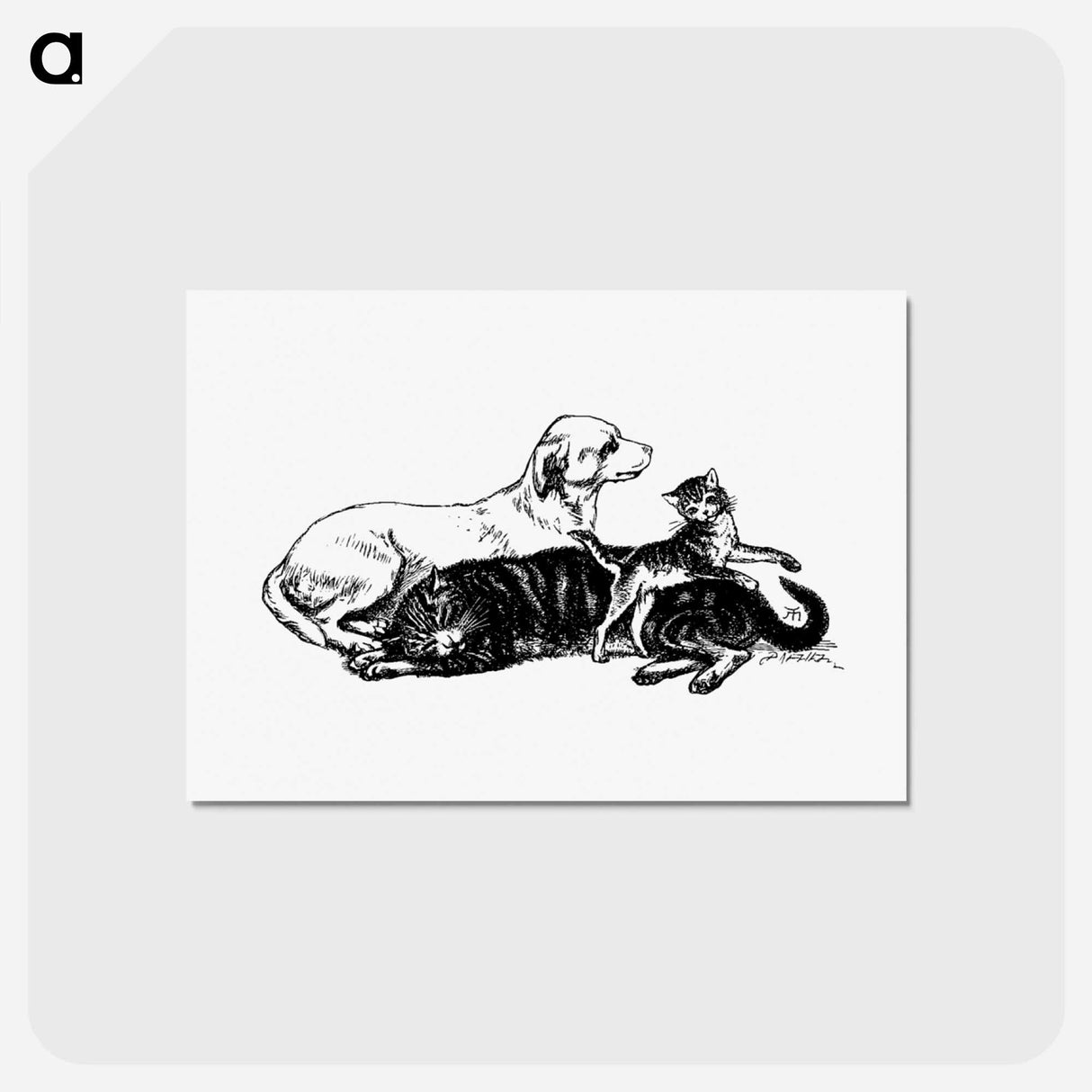 アートポストカード-Dog, Cat, and Kitten from Sing-Song
 - 大英図書館 Postcard.