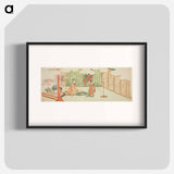 Young girl dancing at nobleman's mansion - Katsushika Hokusai Poster.