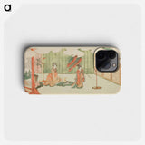 Young girl dancing at nobleman's mansion - Katsushika Hokusai Phone Case.