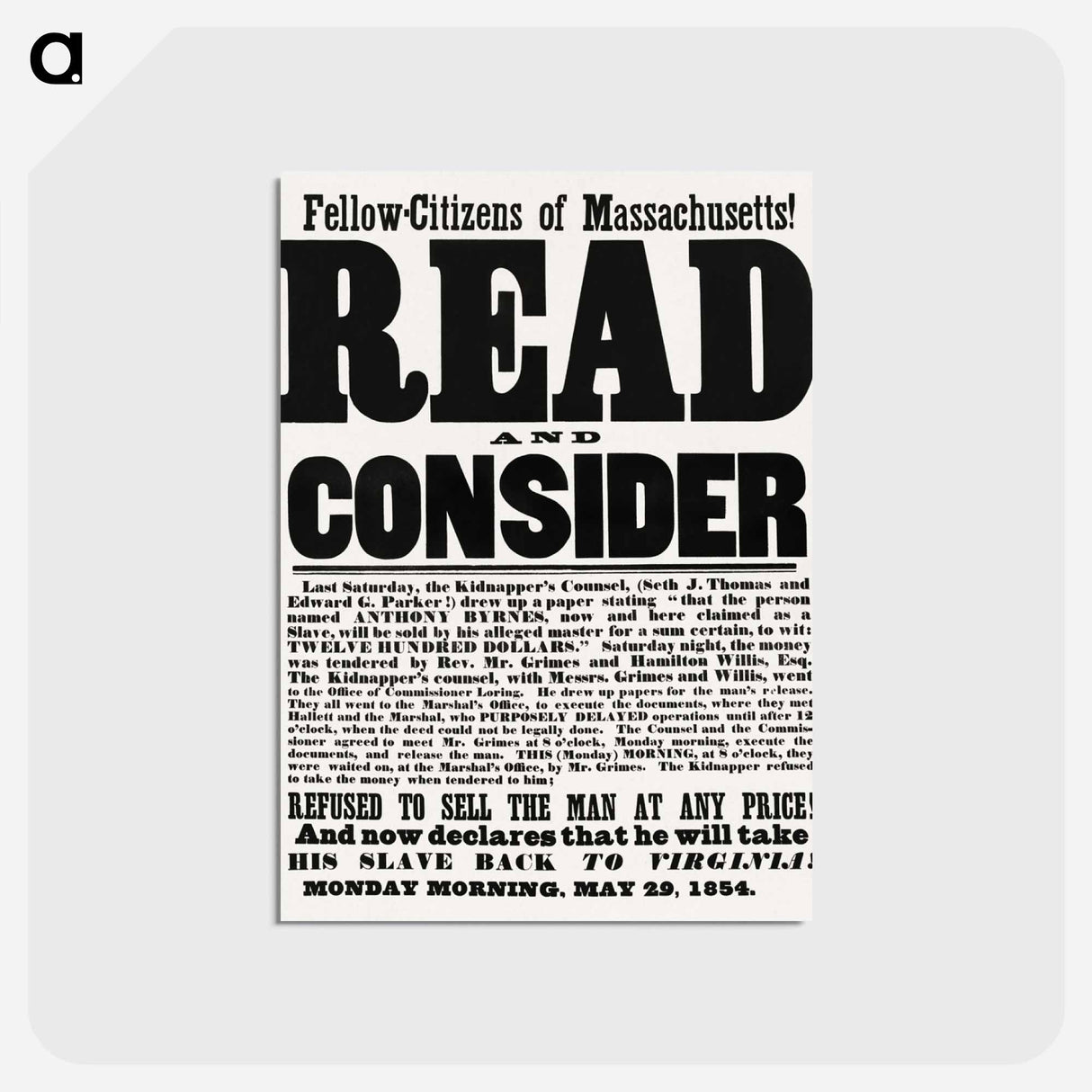 アートポストカード-Read and Consider
 - ボストン公共図書館 Postcard.