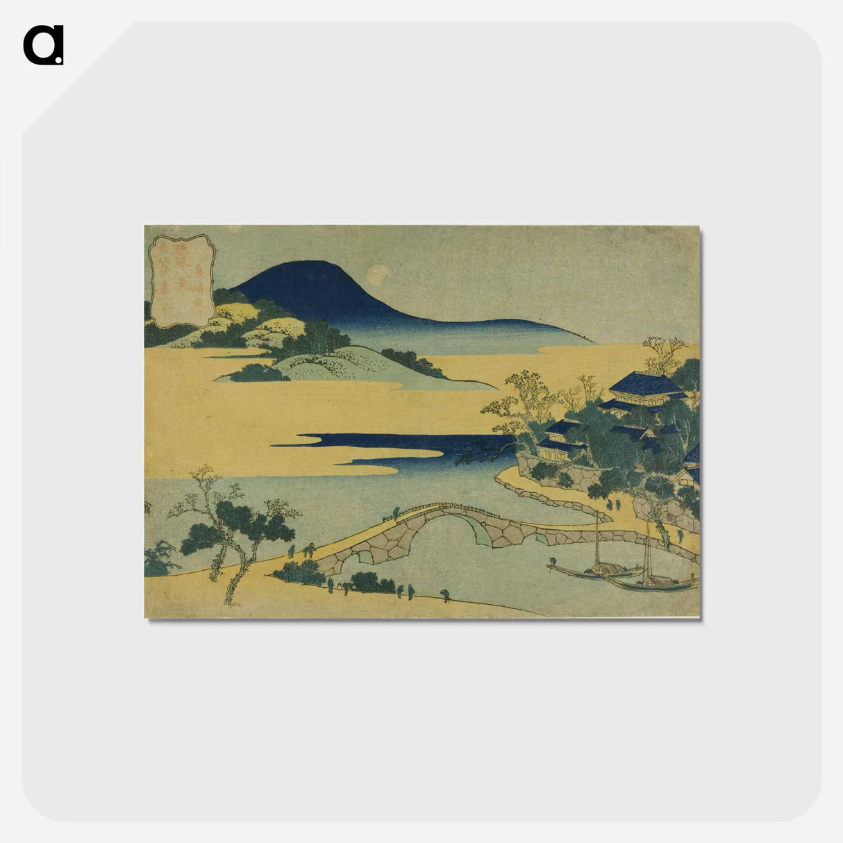 アートポストカード-Evening Moon at Izumizaki - 葛飾 北斎 Postcard.