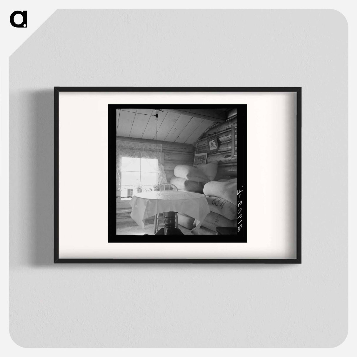 Interior of farmer's two-room log home - Dorothea Lange Poster.