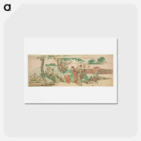 アートポストカード-Women and children out for a picnic - 葛飾 北斎 Postcard.