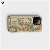 Women and children out for a picnic - 葛飾 北斎 Phone Case.