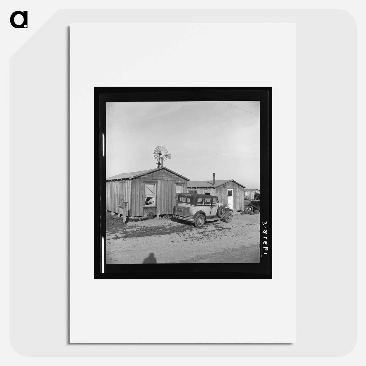 Untitled photo, possibly related to: Cabins which rent for ten dollars a month. Includes iron bed and electric lights. In Arkansawyers auto camp. Greenfield, Salinas Valley, California - Dorothea Lange Poster.