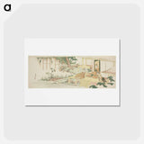 アートポストカード-Admiring wisteria - 葛飾 北斎 Postcard.