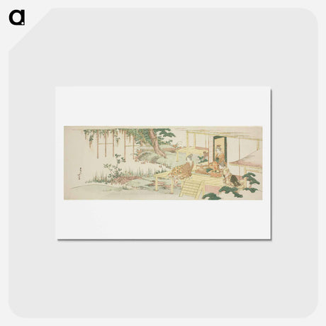 アートポストカード-Admiring wisteria - 葛飾 北斎 Postcard.